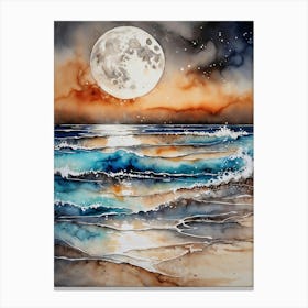 Full Moon At The Beach Canvas Print