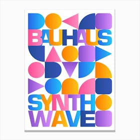 Synthwave Bauhaus Rainbow poster #1 (pink-blue-yellow) — abstract poster, retrowave print 2 Canvas Print