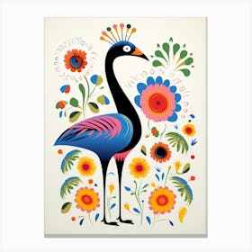 Scandinavian Bird Illustration Ostrich 3 Canvas Print