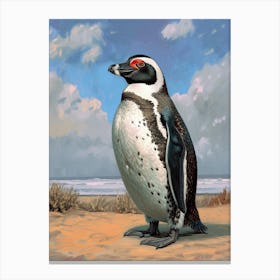 African Penguin Salisbury Plain Oil Painting 2 Canvas Print