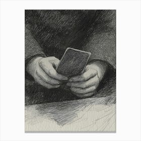 Dark Gothic Hand Holding A Cell Phone Canvas Print