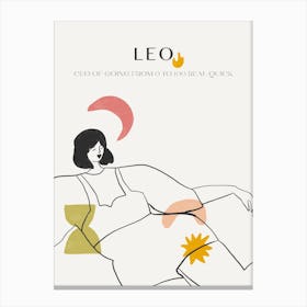 Leo Zodiac Sign One Line Canvas Print