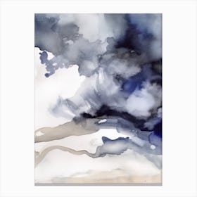 Watercolour Abstract Navy And Grey 6 Canvas Print