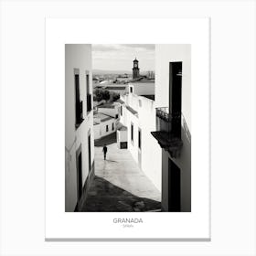 Poster Of Granada, Spain, Black And White Analogue Photography 3 Canvas Print
