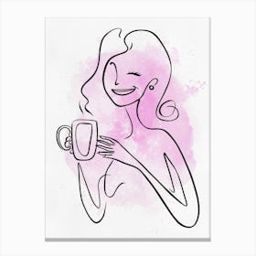 Woman who likes to drink coffee Canvas Print