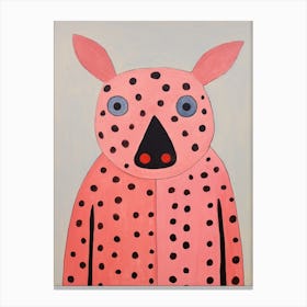Pink Polka Dot Pig Canvas Print