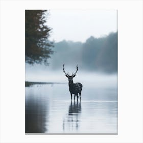 Deer In The Mist. Generated AI. Art Print Canvas Print