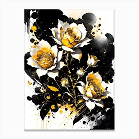 Gold And Black Roses Canvas Print