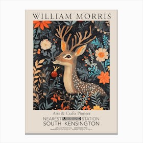 William Morris Prints Deer Portrait Christmas Gift Winter Vintage Canvas Print