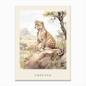 Beatrix Potter Inspired  Animal Watercolour Cheetah 3 Canvas Print