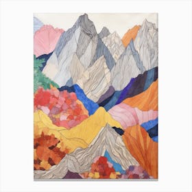 Mount Olympus Greece 4 Colourful Mountain Illustration Canvas Print