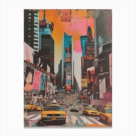 New York   Retro Collage Style 4 Canvas Print