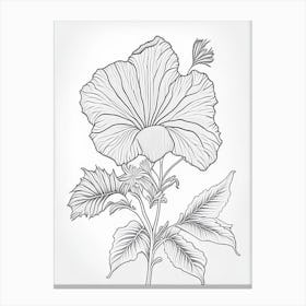 Hibiscus Herb William Morris Inspired Line Drawing 1 Canvas Print