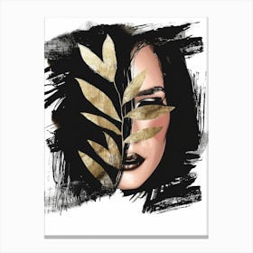 Portrait Of A Woman With Leaves 8 Canvas Print