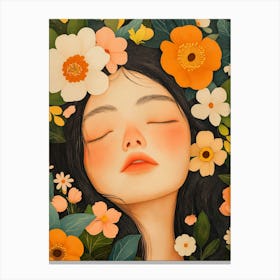 girls and flowers Canvas Print