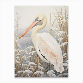 Winter Bird Painting Pelican 1 Canvas Print