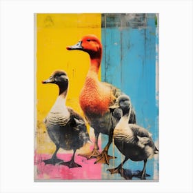 Duckling Family Screen Print Inspired 1 Canvas Print