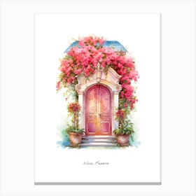 Nice, France   Mediterranean Doors Watercolour Painting 3 Poster Canvas Print