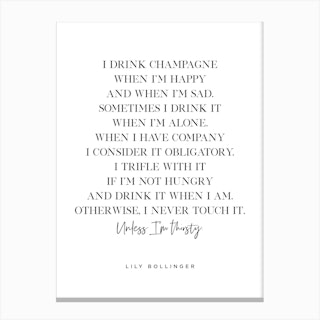 Lily Bollinger Champagne Quote Canvas Print