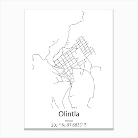 Olintla,Mexico Minimalist Map Canvas Print