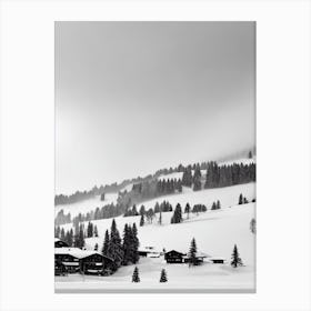 Gstaad, Switzerland Black And White Skiing Poster Canvas Print