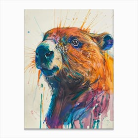 Beaver Colourful Watercolour 3 Canvas Print