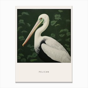 Ohara Koson Inspired Bird Painting Pelican 1 Poster Canvas Print