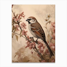 Dark And Moody Botanical House Sparrow 1 Canvas Print