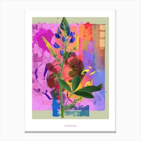 Bluebonnet 4 Neon Flower Collage Poster Canvas Print