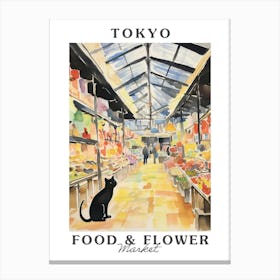Food Market With Cats In Tokyo 4 Poster Canvas Print