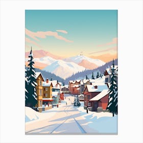 Vintage Winter Travel Illustration Whistler Canada 5 Canvas Print