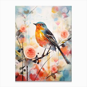 Bird Painting Collage Robin 2 Canvas Print