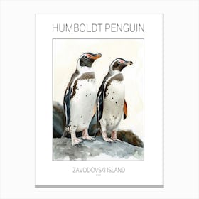 Humboldt Penguin Zavodovski Island Watercolour Painting 3 Poster Canvas Print
