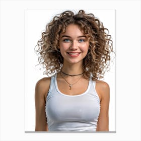 Young Woman With Curly Hair Canvas Print