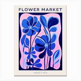 Blue Flower Market Poster Sweet Pea 2 Canvas Print