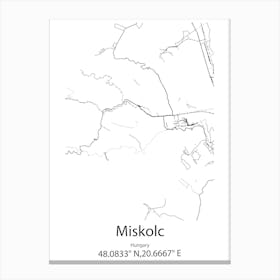 Miskolc,Hungary Minimalist Map Canvas Print