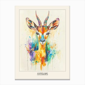 Antelope Colourful Watercolour 2 Poster Canvas Print