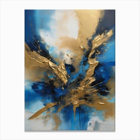 Abstract Blue And Gold Painting 1 Canvas Print