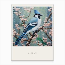 Ohara Koson Inspired Bird Painting Blue Jay 3 Poster Canvas Print