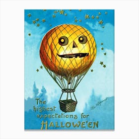 The Highest Expectations Of Halloween Pumpkin Hot Air Balloon in the Air Canvas Print