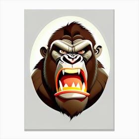 Angry Gorilla Showing Teeth, Gorillas Scandi Cartoon Canvas Print