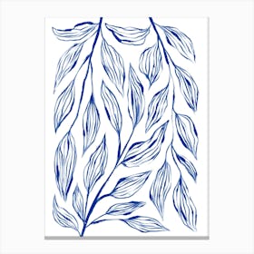 Blue Ink Grass 1 Canvas Print