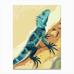 Fiji Crested Iguana Abstract Modern Illustration 3 Canvas Print