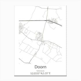 Doorn,Netherlands Minimalist Map Canvas Print