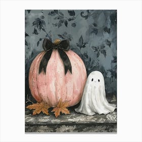 Pumpkin and ghost Canvas Print