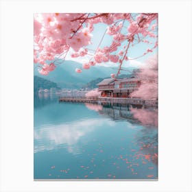 Sakura Blossoms On The Lake Canvas Print