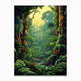 Jungle Landscape Pixel Art 4 Canvas Print