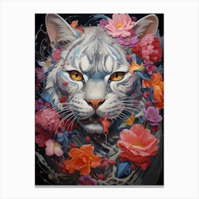 Kitty With Flowers Canvas Print