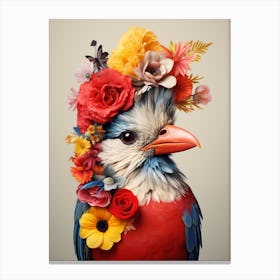 Bird With A Flower Crown Finch 1 Canvas Print