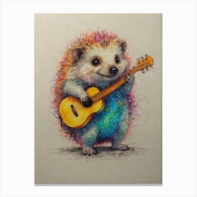 Hedgehog Playing Guitar 1 Canvas Print